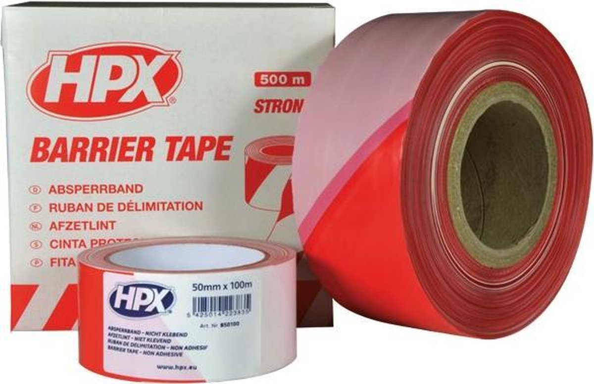 HPX Afzetlint 50 mm x 100 mtr Wit/Rood | Rood/wit
